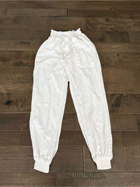 Love Tree Linen Blend Pants Joggers White S